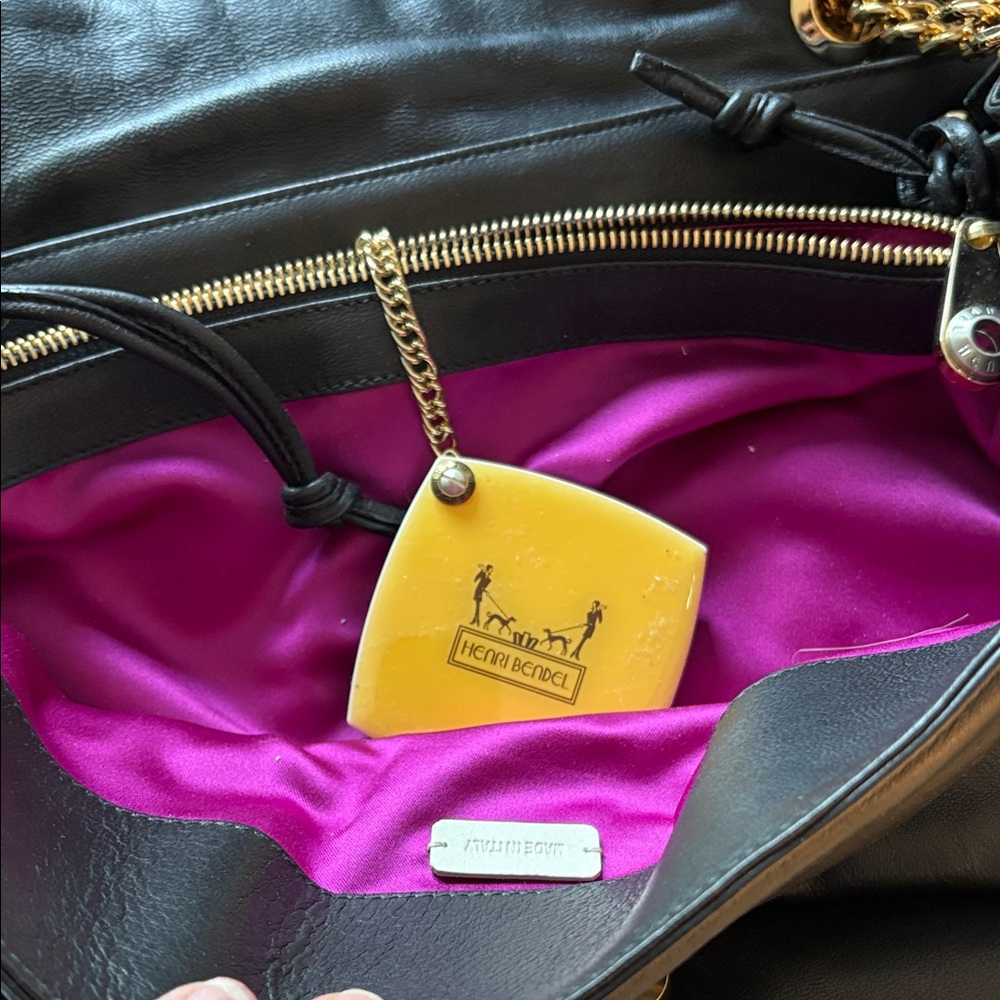 Henri Bendel Black Shoulder Bag with Gold Chain Accent - Picture 3 of 5